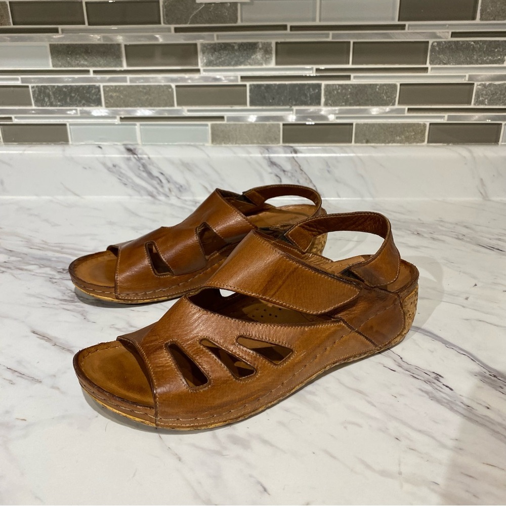 Volks Walkers sandals leather cork wedges handmade